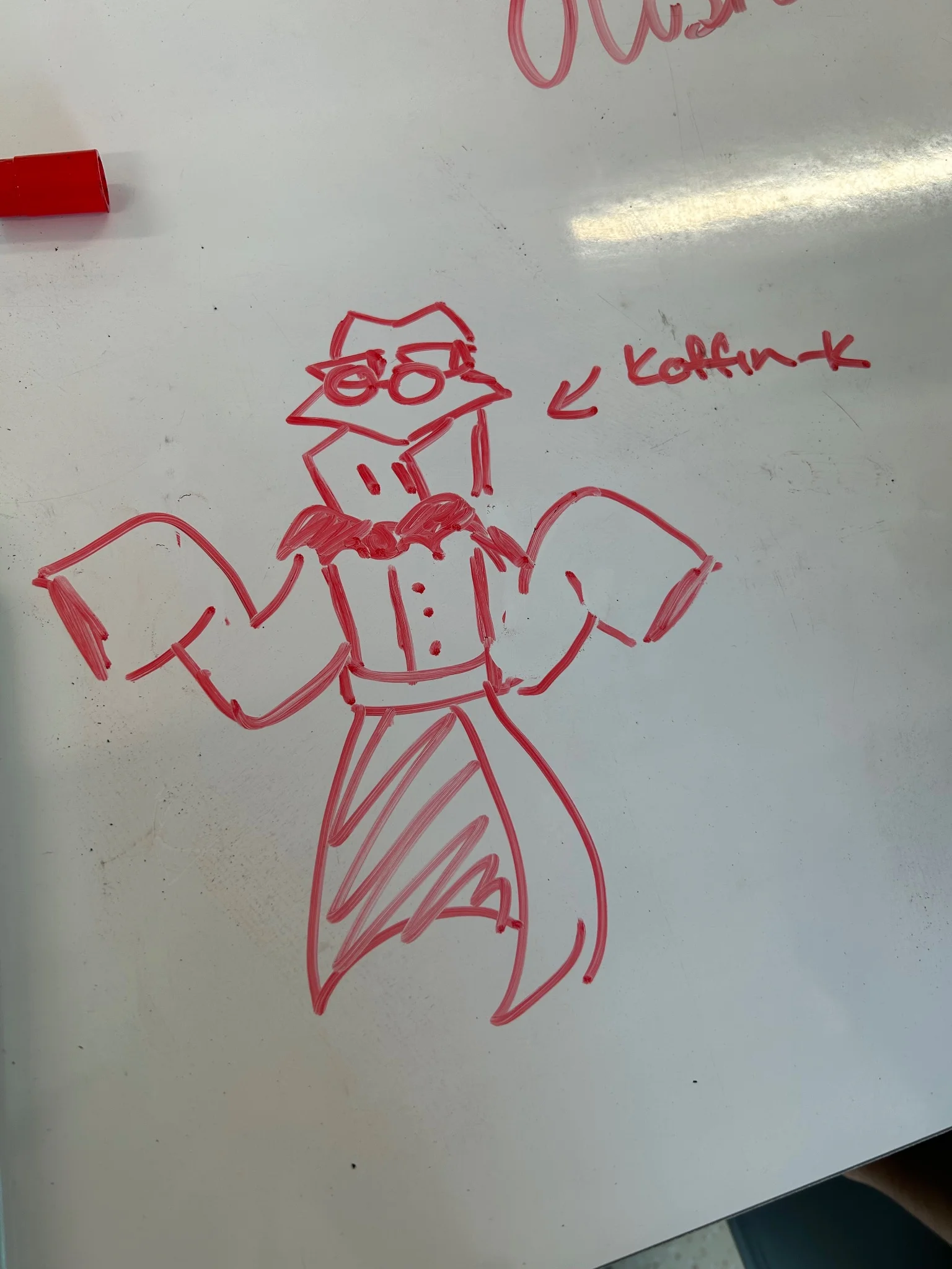 fullbody whiteboard marker drawing of koffin-k from ts underswap