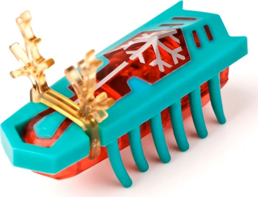 hexbug nano christmas edition with a little snow flake painted on and some tiny antlers