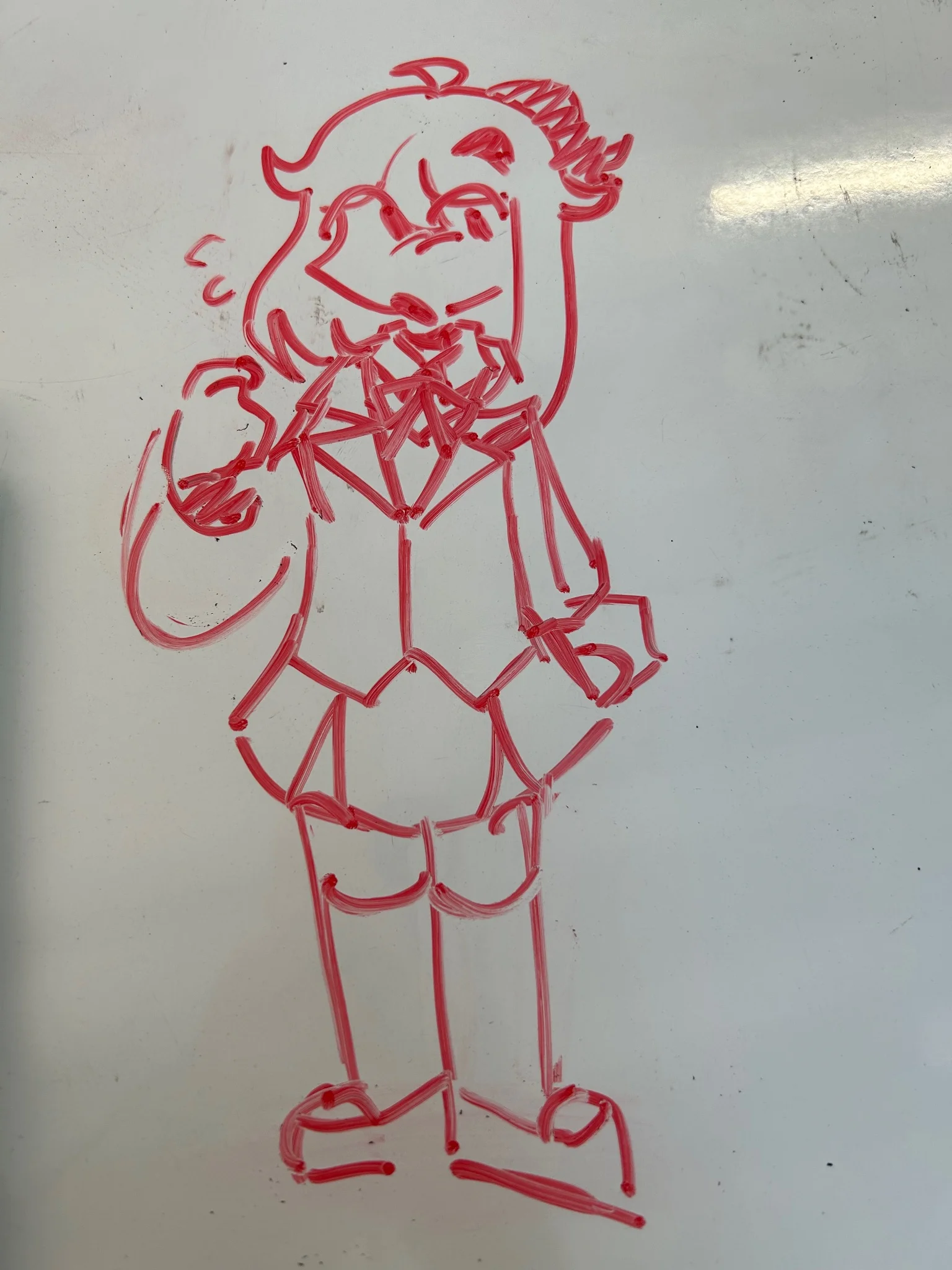 fullbody whiteboard marker drawing of hisaki: a girl with long hair, a side ponytail, and the DDLC uniform