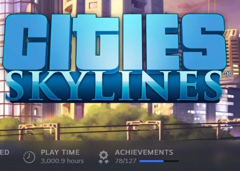 a steam screenshot showing I've played cities skylines for 3000.9 hour